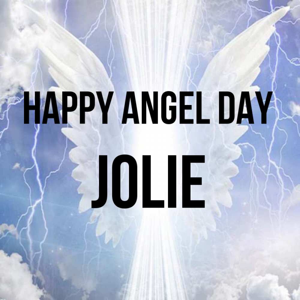 Greetings card с именем, Jolie happy angel day молнии на небе и свет Greetings with text for free download 
