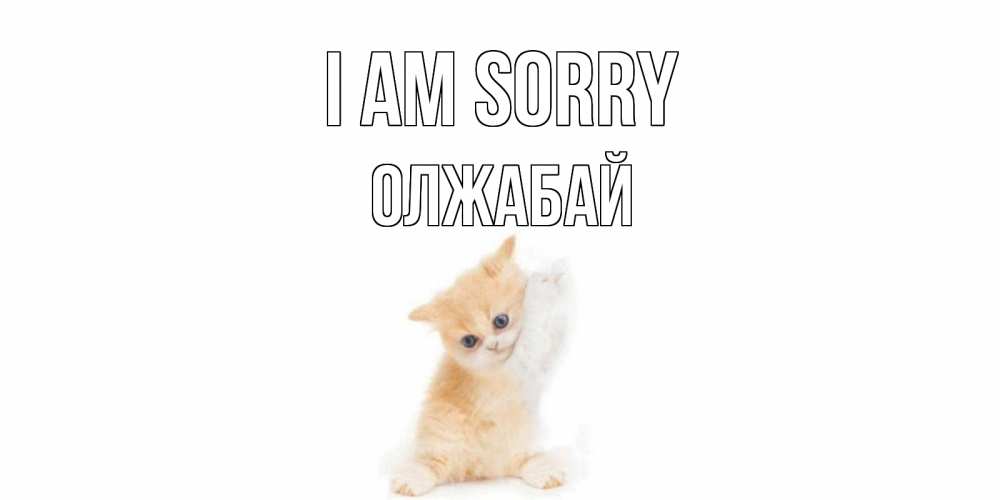 Greetings card с именем, ОЛЖАБАЙ I am sorry кот Greetings with text for free download 