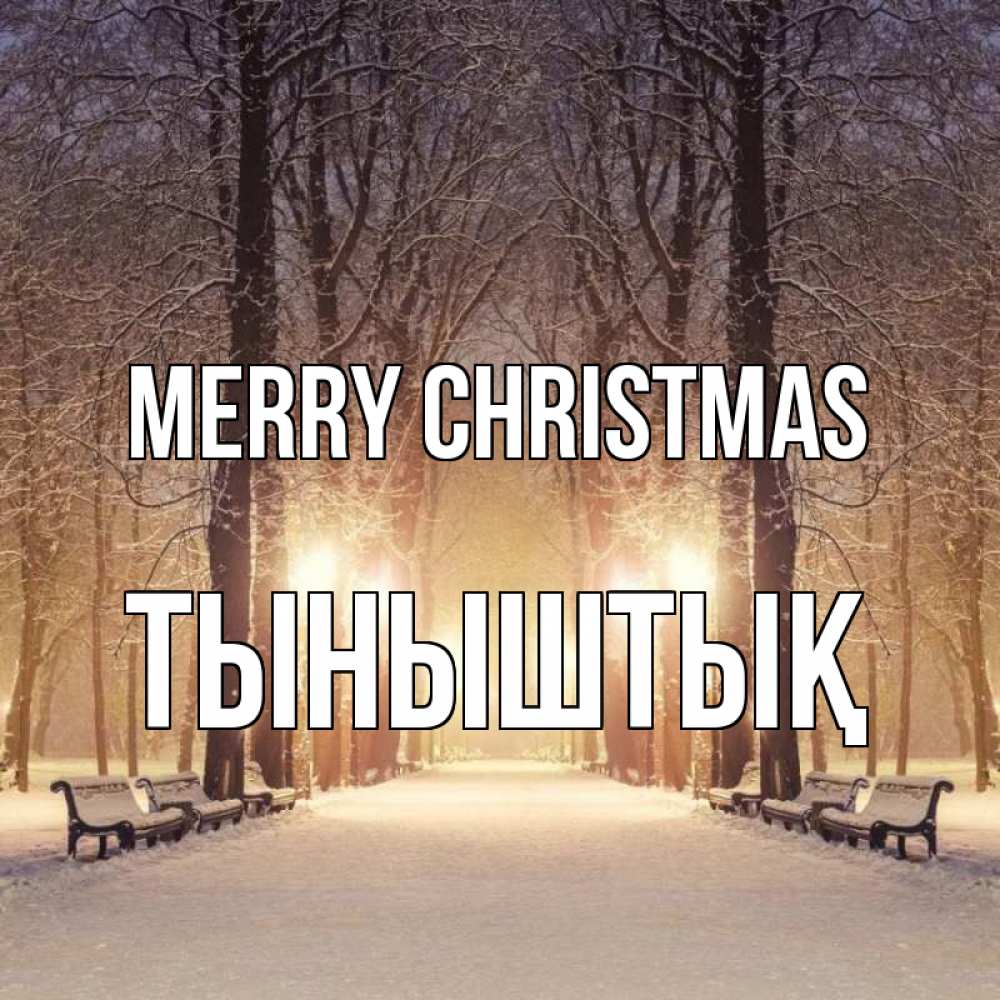 Greetings card с именем, ТЫНЫШТЫҚ Merry Christmas зима, парк, фонарь, лес Greetings with text for free download 