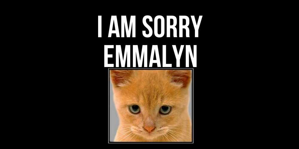 Greetings card с именем, Emmalyn I am sorry рыжий грустный кот просит прощения Greetings with text for free download 