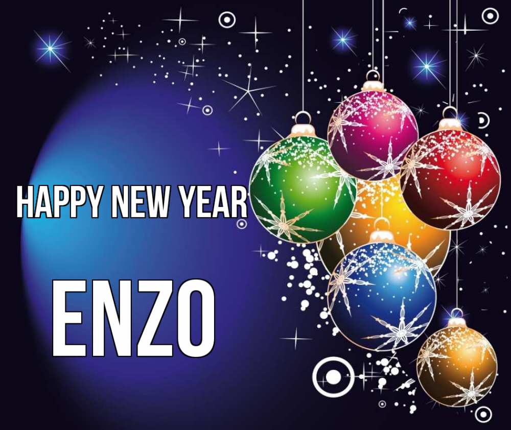 Greetings card с именем, Enzo Happy New Year новый год Greetings with text for free download 