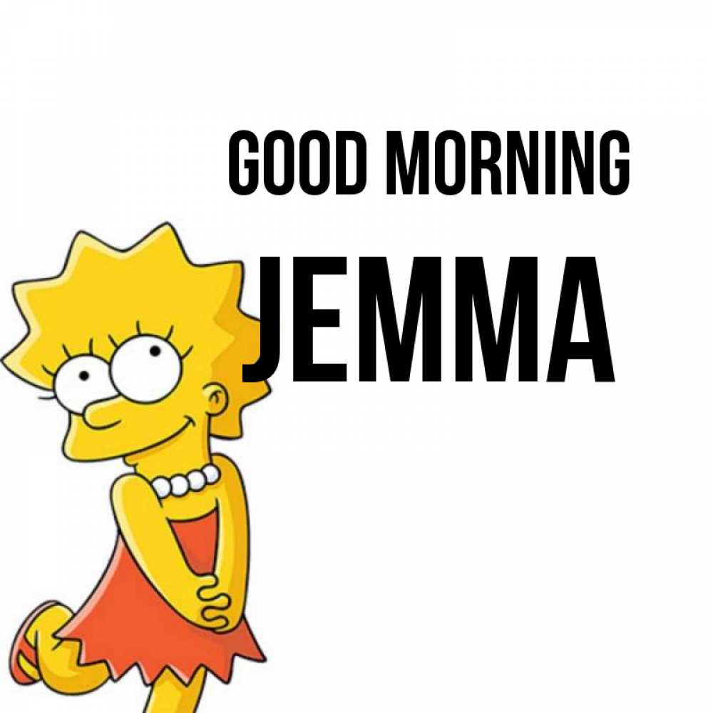 Greetings card с именем, Jemma Good morning в платье и ожерелье Greetings with text for free download 