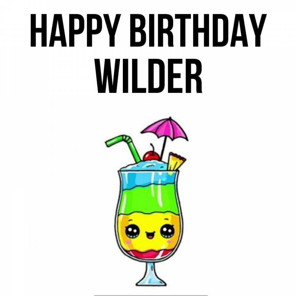 Greetings card с именем, Wilder Happy Birthday с зонтиком Greetings with text for free download 