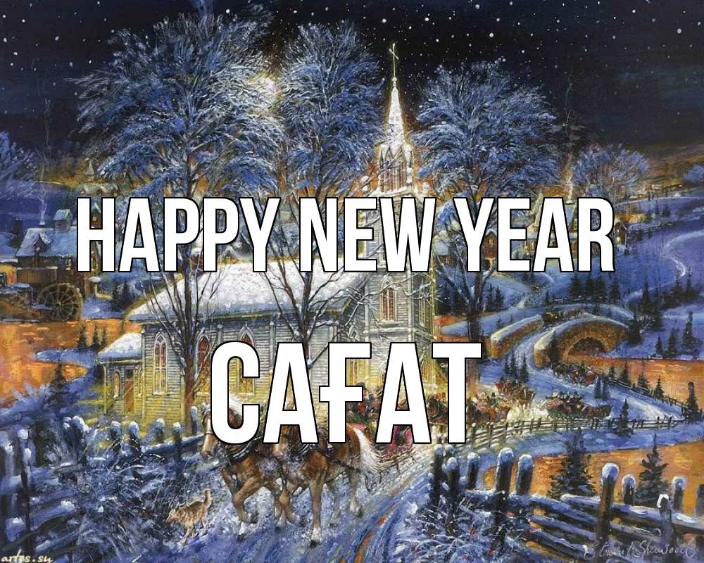 Greetings card с именем, САҒАТ Happy New Year упряжка лошадей, лошади, новый год Greetings with text for free download 