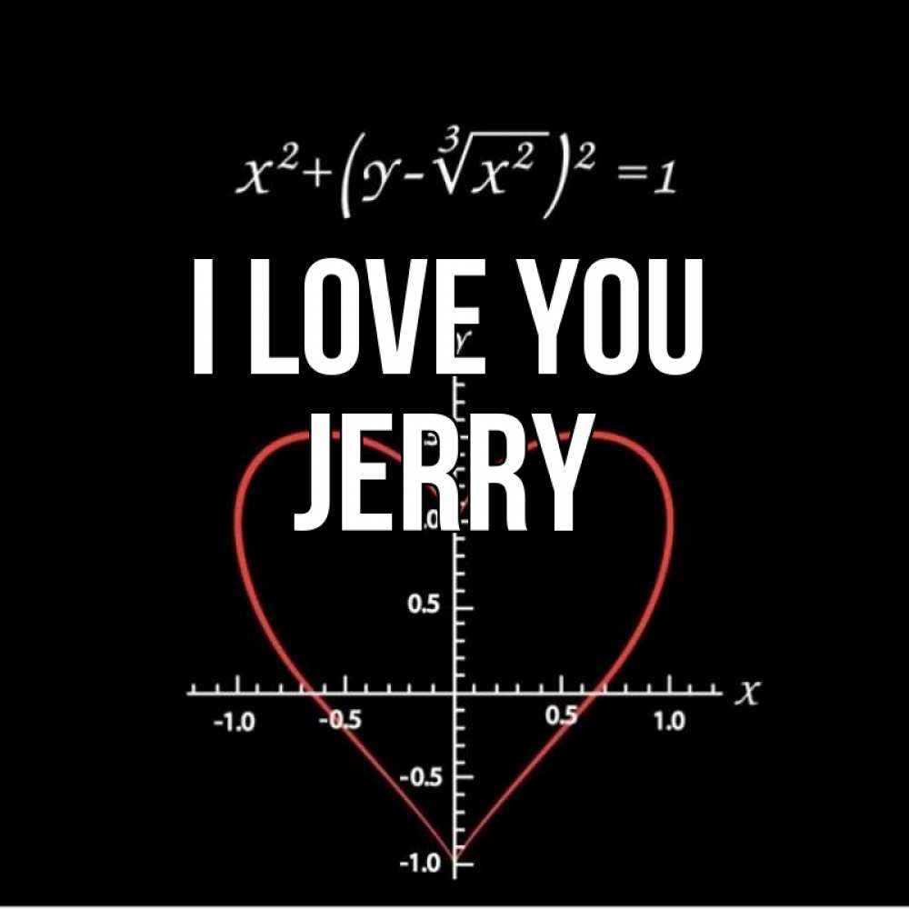 Greetings card с именем, Jerry I love you сердечная формула Greetings with text for free download 
