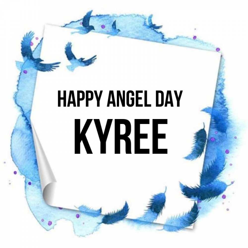 Greetings card с именем, Kyree happy angel day красивые птицы летят Greetings with text for free download 