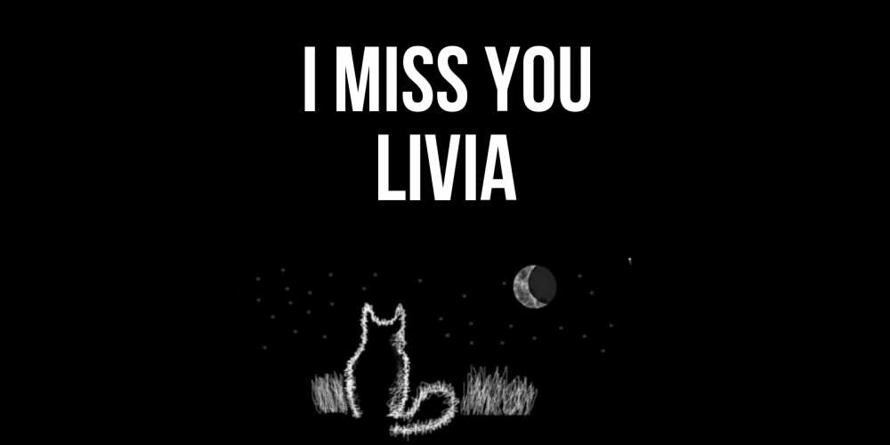 Greetings card с именем, Livia I miss you кот Greetings with text for free download 