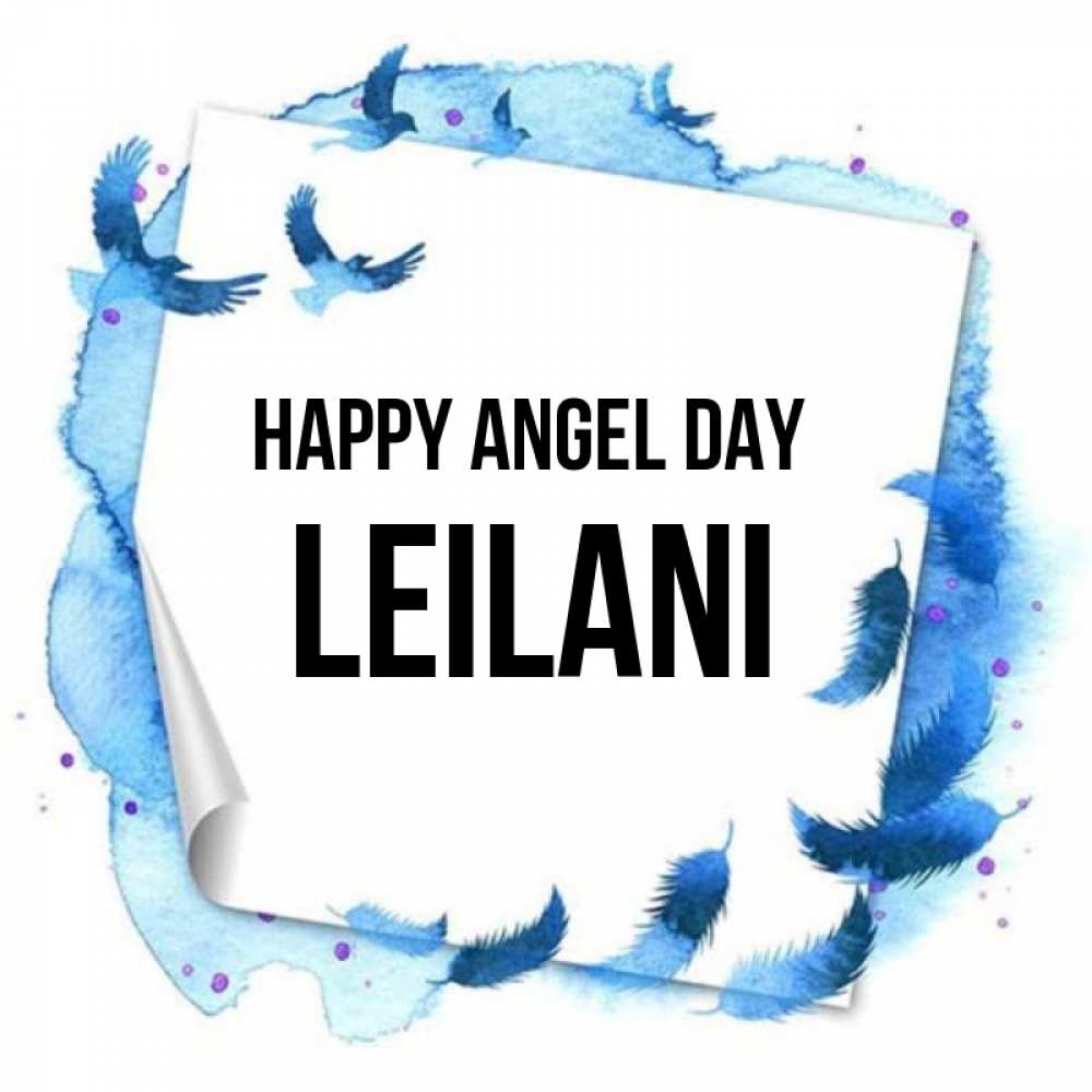 Greetings card с именем, Leilani happy angel day красивые птицы летят Greetings with text for free download 