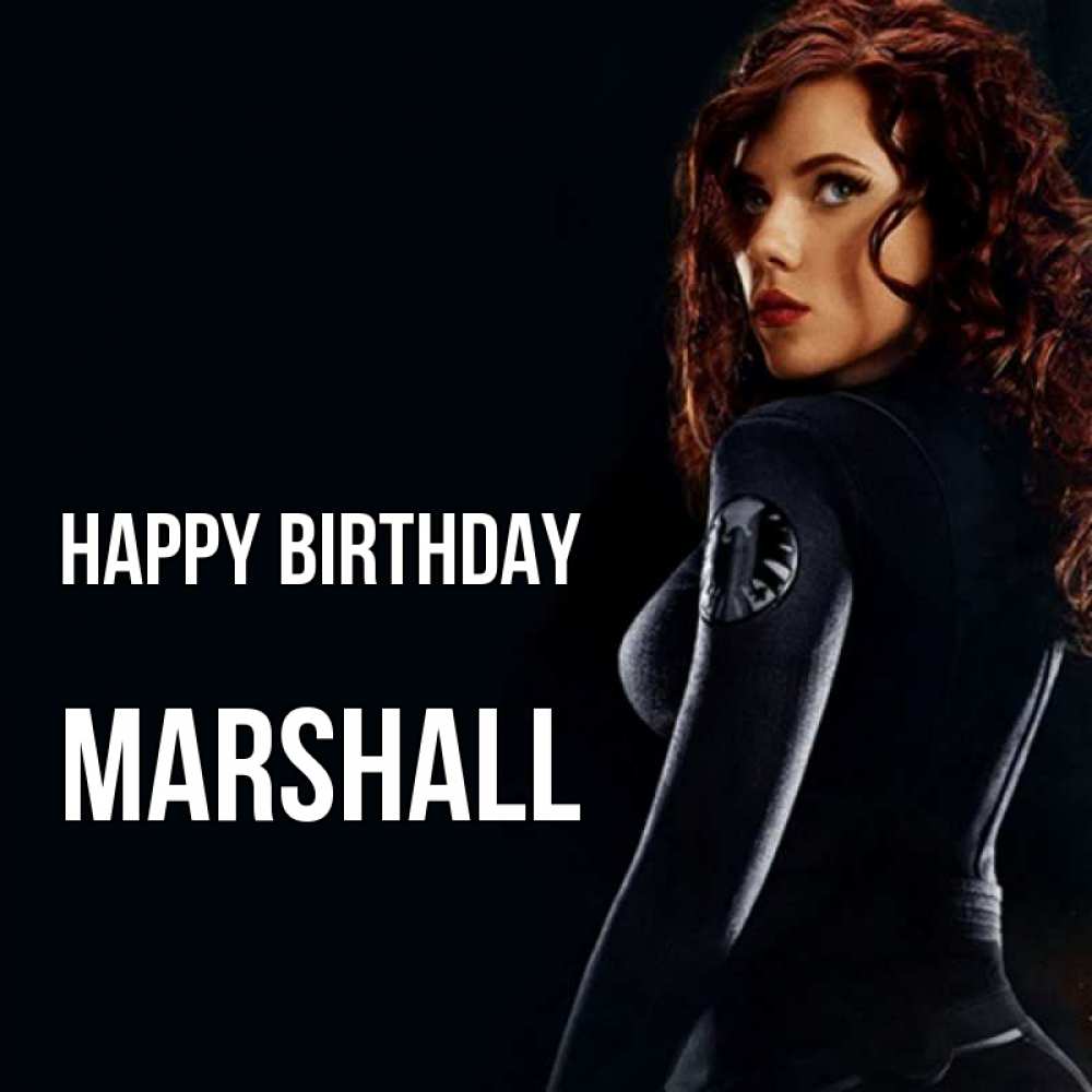 Greetings card с именем, Marshall Happy Birthday Марвел черная вдова Greetings with text for free download 