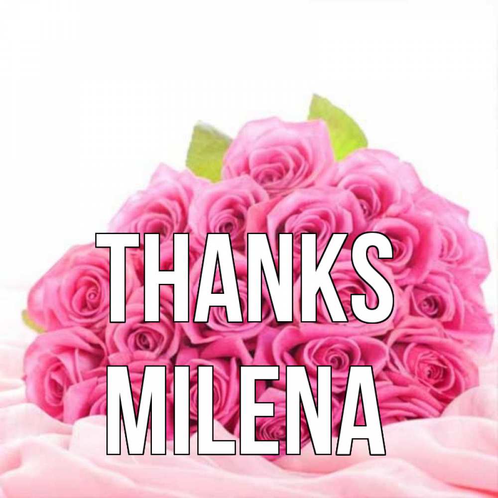 Greetings card с именем, Milena Thanks розовые розы с подписью Greetings with text for free download 