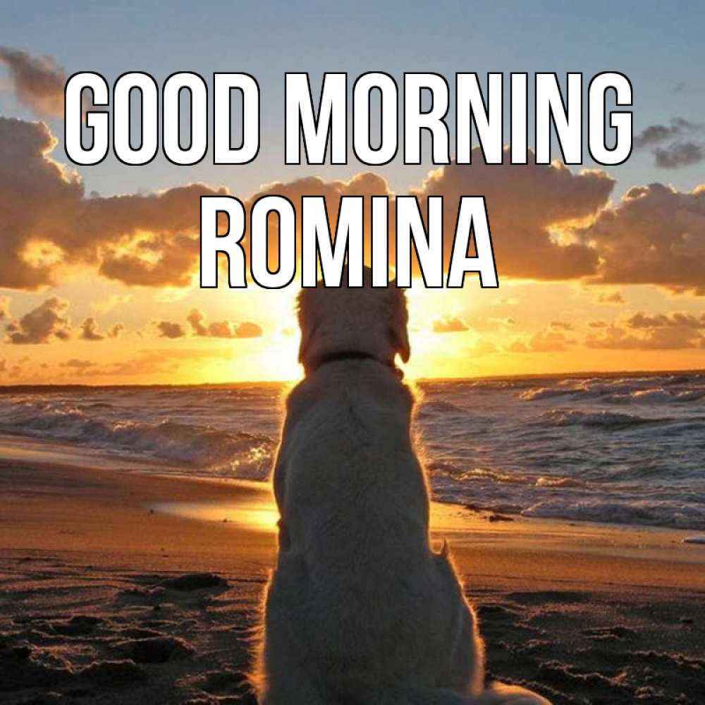 Greetings card с именем, Romina Good morning восход солнца Greetings with text for free download 