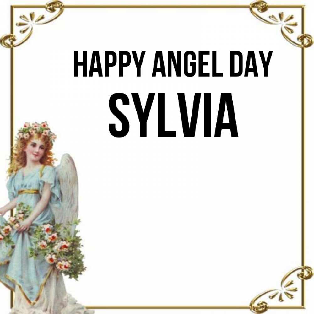 Greetings card с именем, Sylvia happy angel day с именинами от девушки ангела Greetings with text for free download 