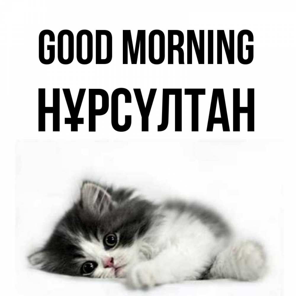 Greetings card с именем, НҰРСҮЛТАН Good morning кот лапки Greetings with text for free download 