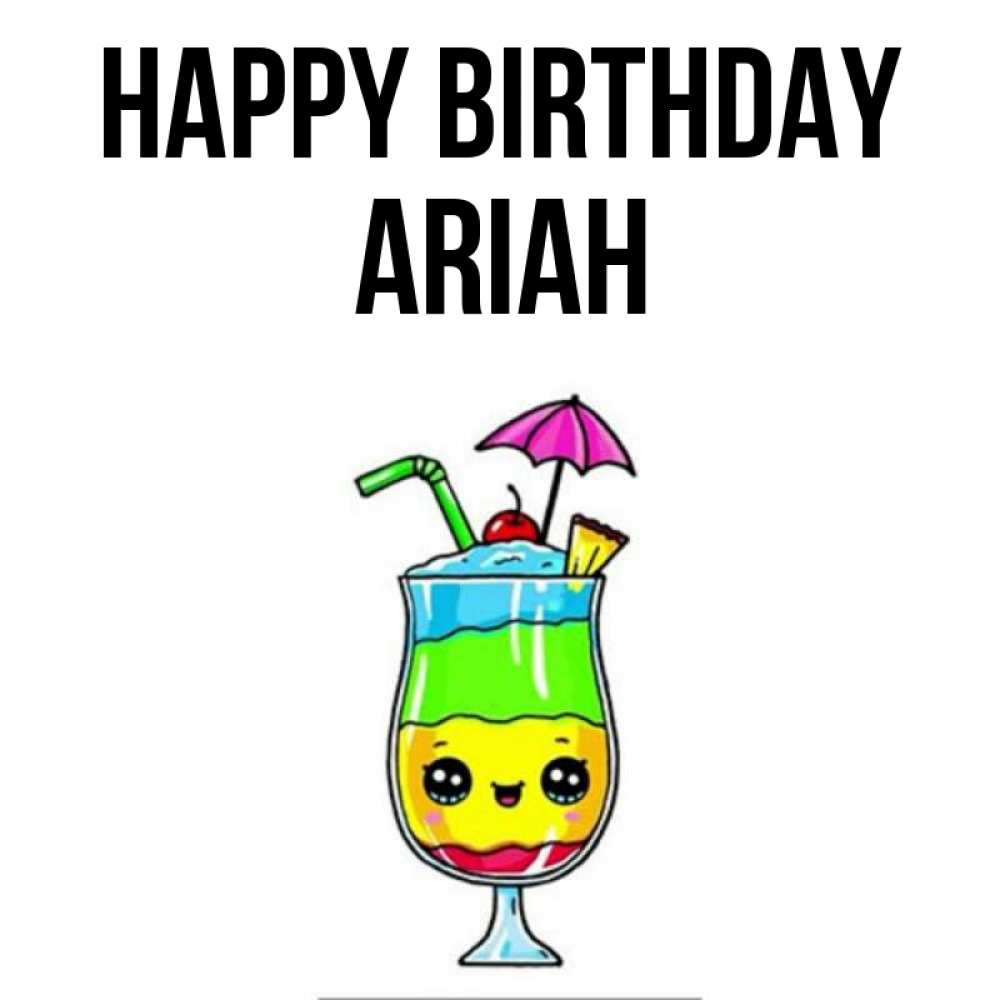 Greetings card с именем, Ariah Happy Birthday с зонтиком Greetings with text for free download 