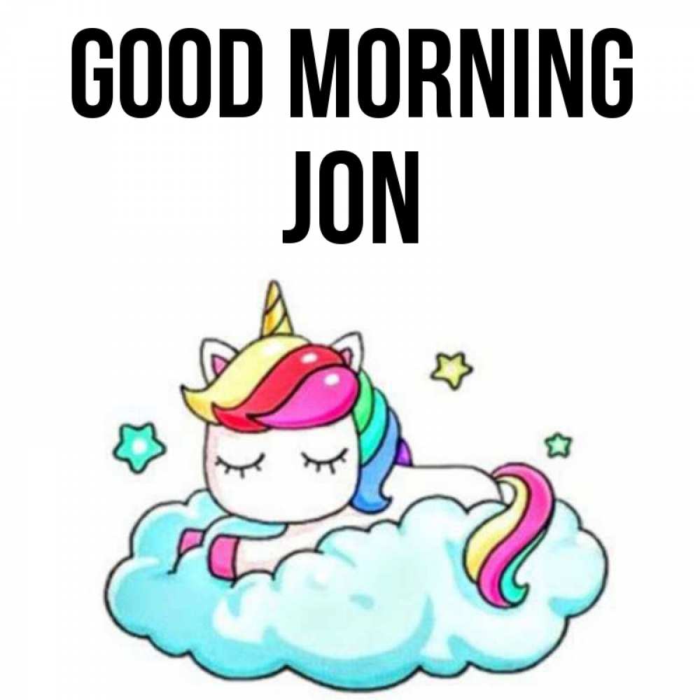 Greetings card с именем, Jon Good morning радужное утро Greetings with text for free download 