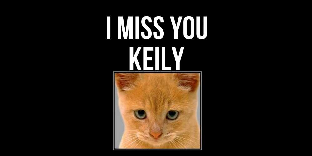 Greetings card с именем, Keily I miss you открытки рыжий котенок скучает по тебе Greetings with text for free download 
