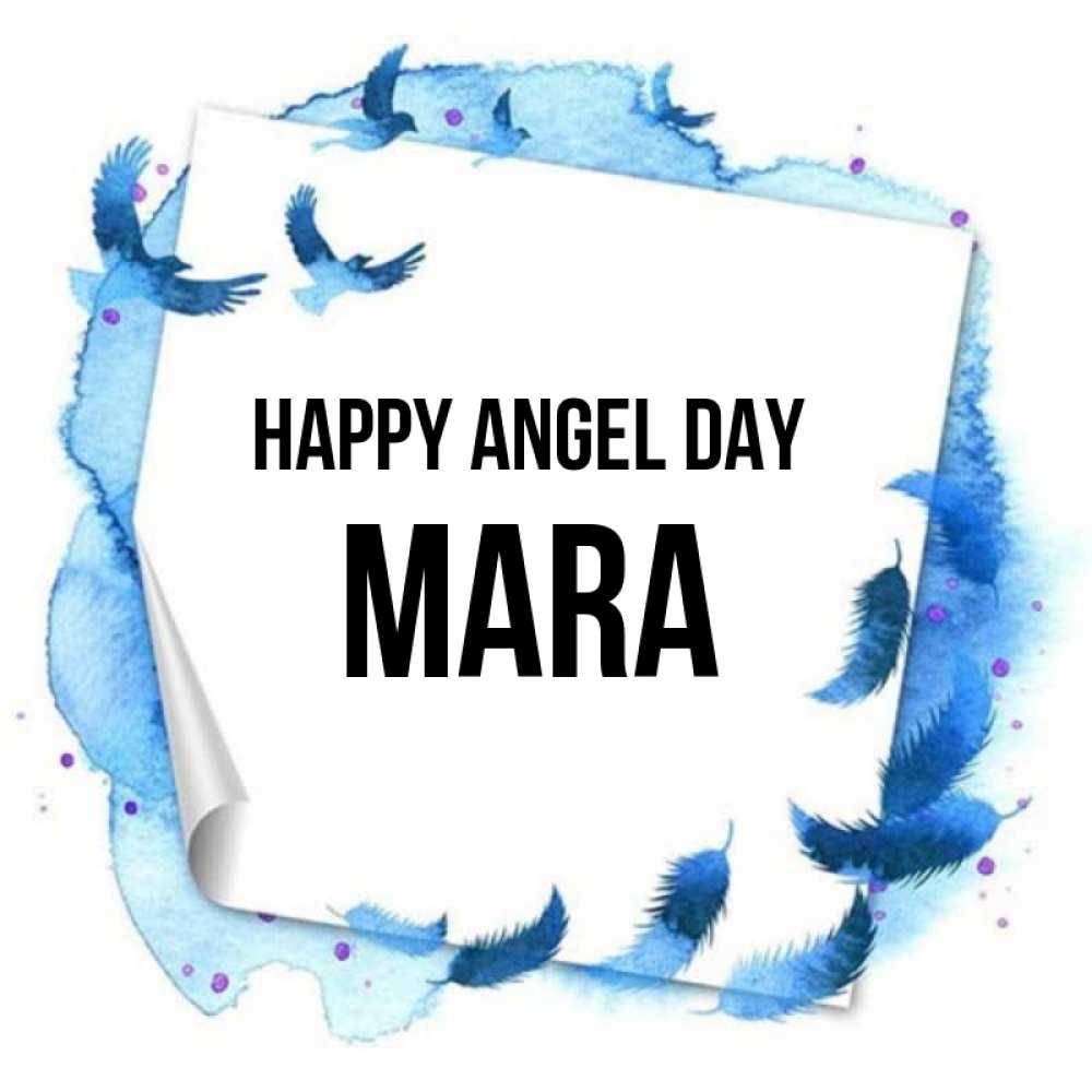 Greetings card с именем, Mara happy angel day красивые птицы летят Greetings with text for free download 
