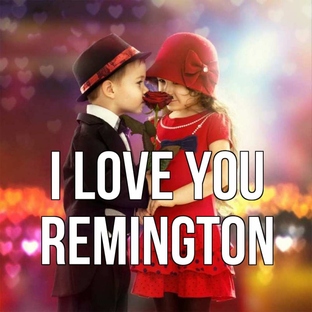 Greetings card с именем, Remington I love you черное и красное и роза Greetings with text for free download 