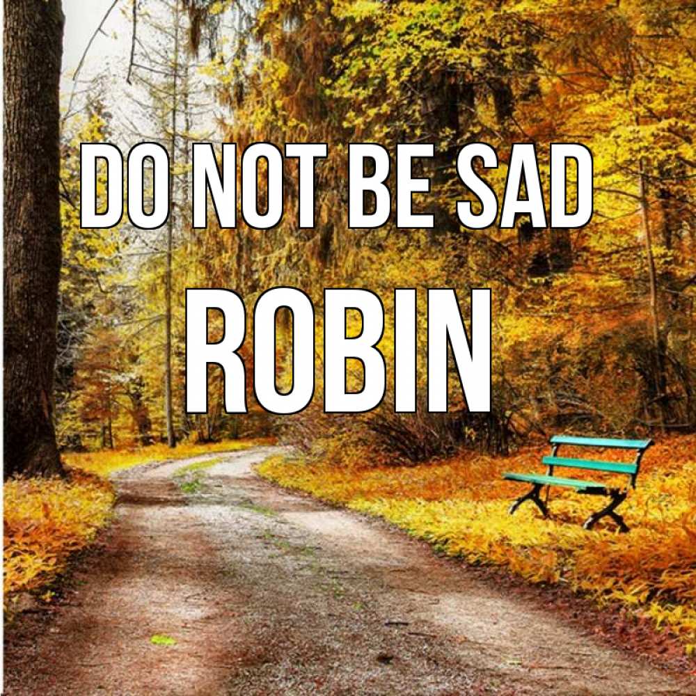 Greetings card с именем, Robin Do not be sad зеленая лавочка Greetings with text for free download 