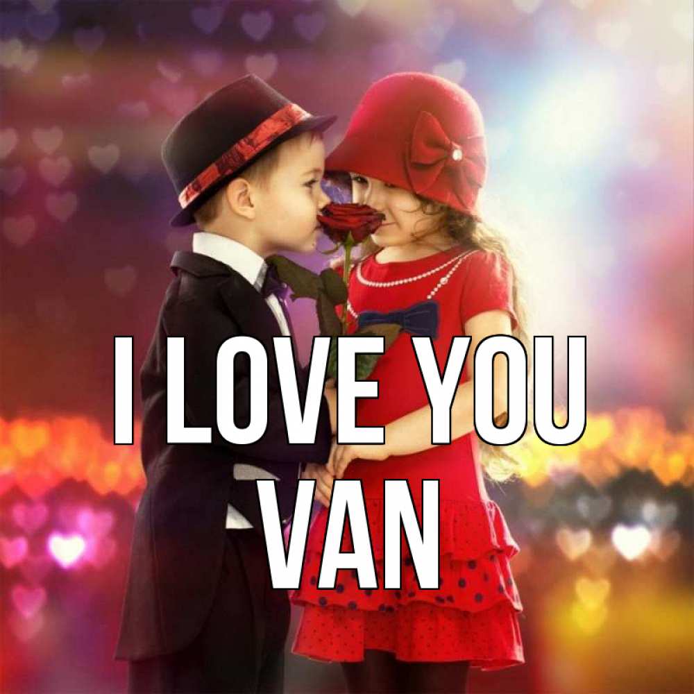 Greetings card с именем, Van I love you черное и красное и роза Greetings with text for free download 