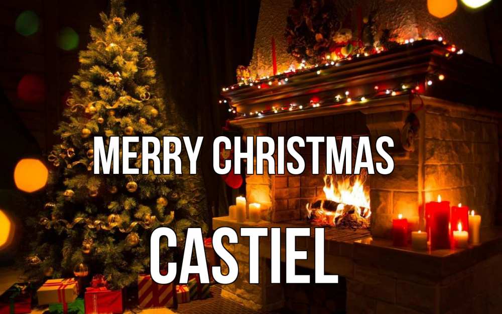 Greetings card с именем, Castiel Merry Christmas новый год Greetings with text for free download 