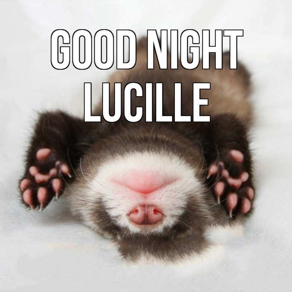 Greetings card с именем, Lucille Good night зверек Greetings with text for free download 