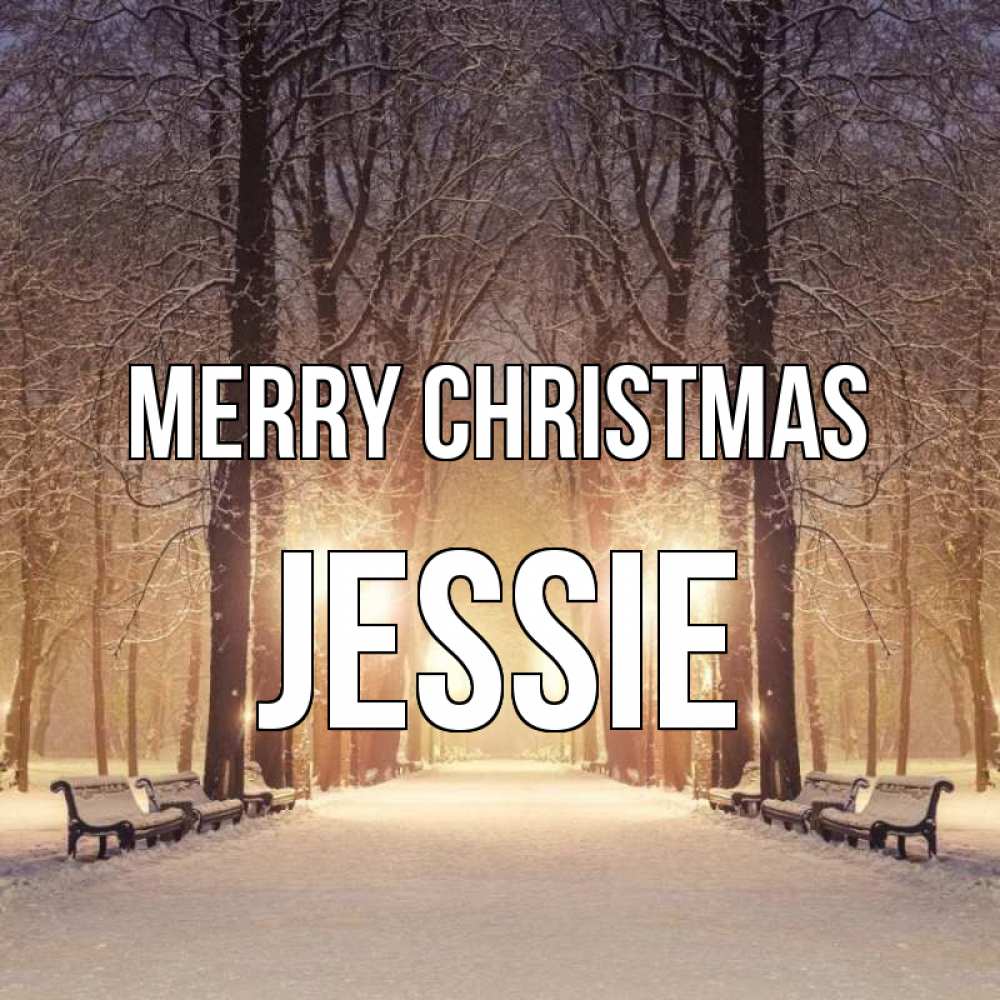 Greetings card с именем, Jessie Merry Christmas зима, парк, фонарь, лес Greetings with text for free download 