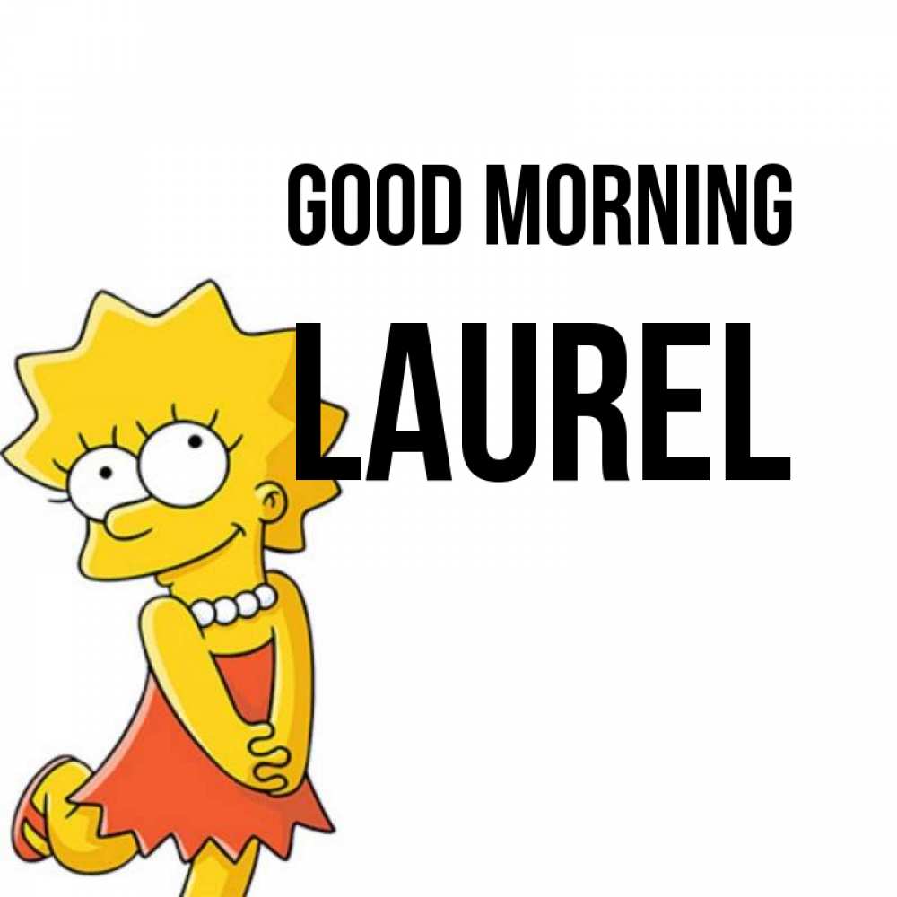 Greetings card с именем, Laurel Good morning в платье и ожерелье Greetings with text for free download 