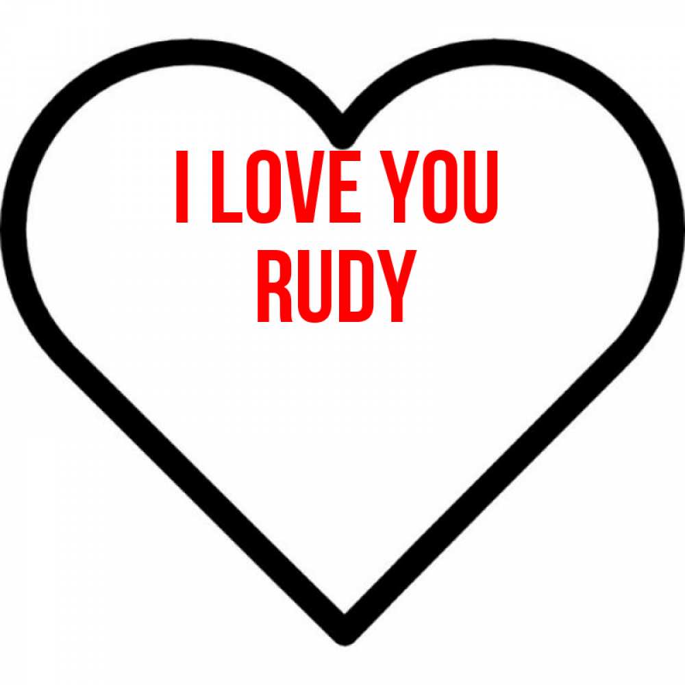 Greetings card с именем, Rudy I love you посто Greetings with text for free download 