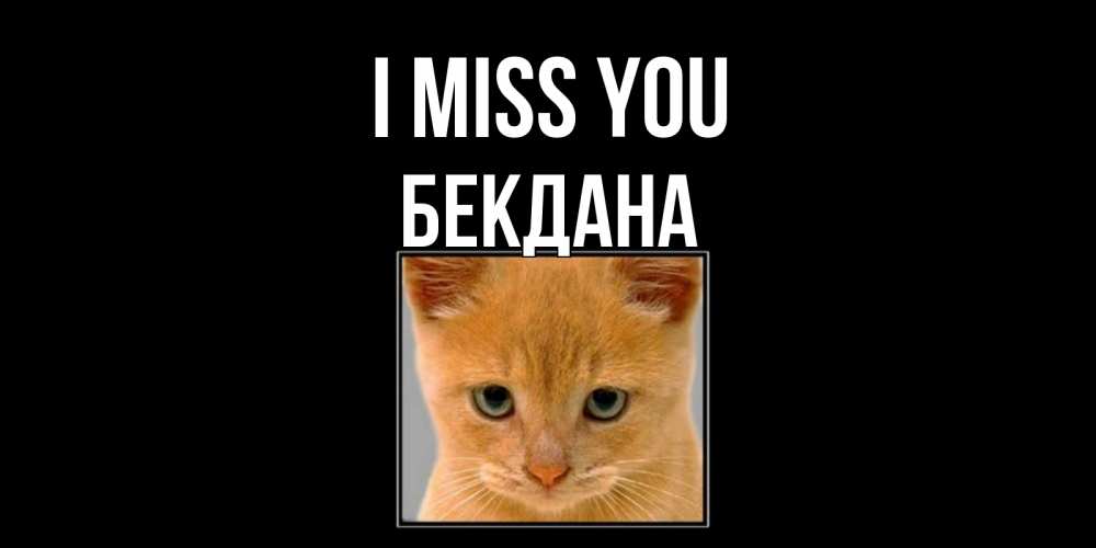 Greetings card с именем, БЕКДАНА I miss you открытки рыжий котенок скучает по тебе Greetings with text for free download 