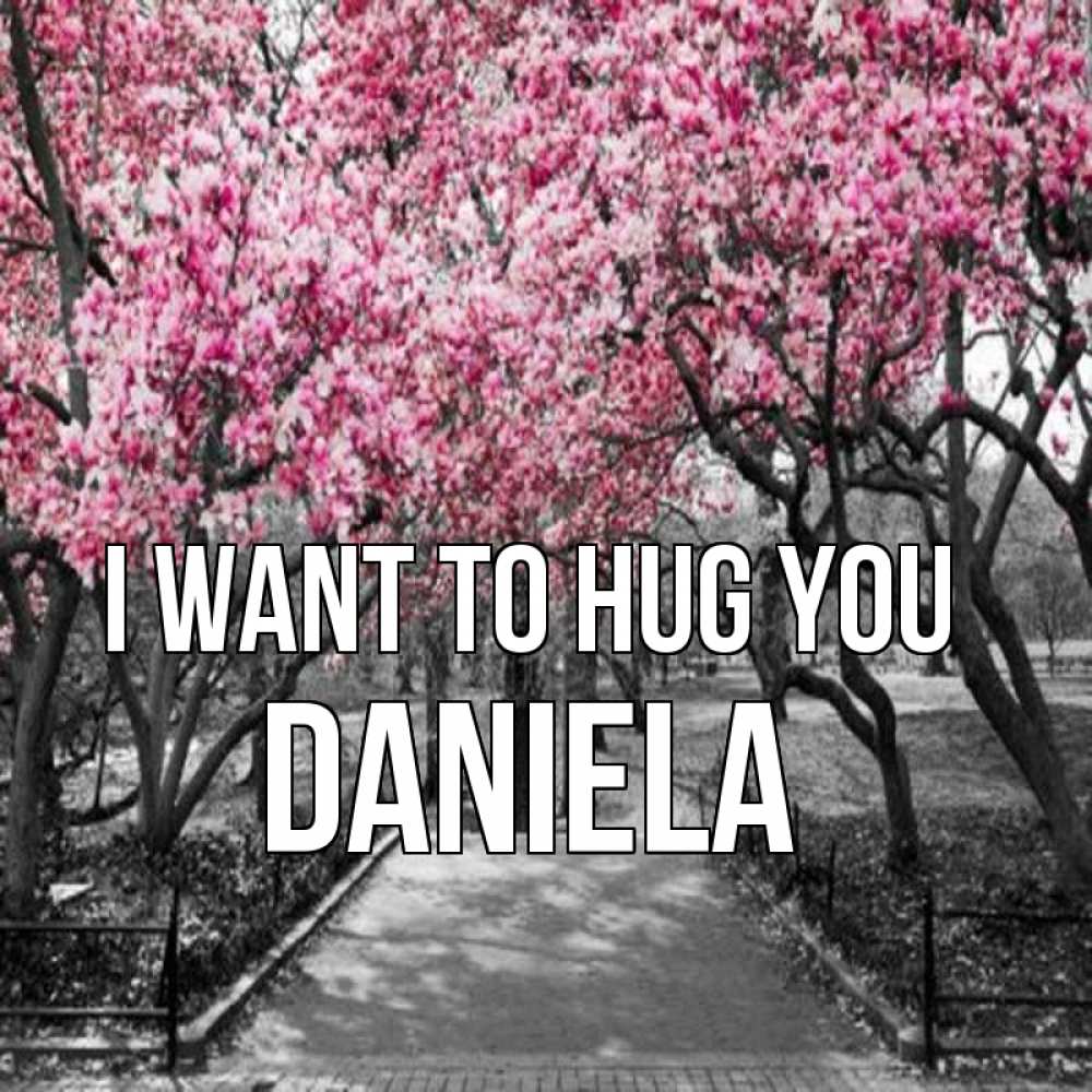 Greetings card с именем, Daniela I want to hug you обработанное фото Greetings with text for free download 