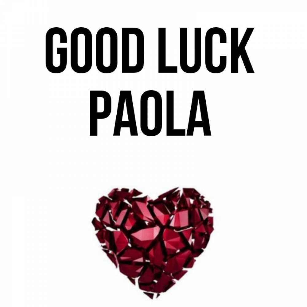 Greetings card с именем, Paola Good luck бордовое из кристаллов  1 Greetings with text for free download 