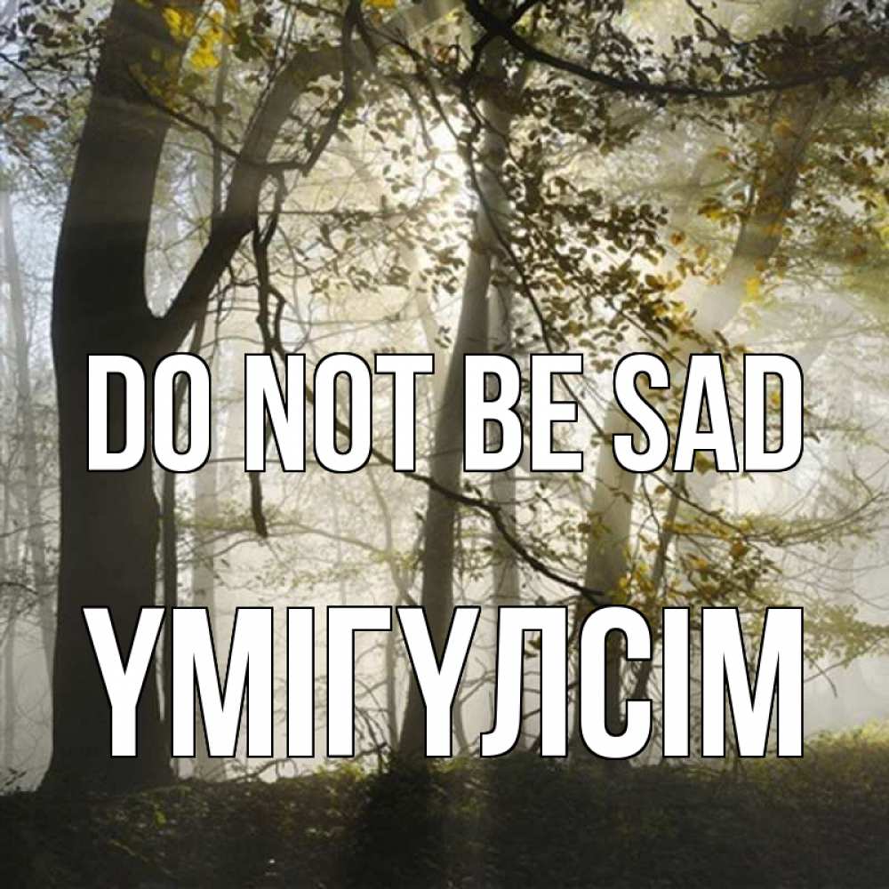 Greetings card с именем, ҮМІГҮЛСІМ Do not be sad лес и свет Greetings with text for free download 