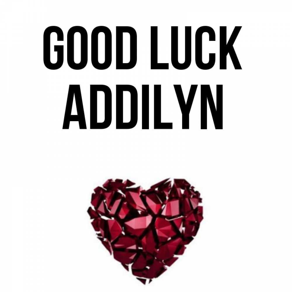 Greetings card с именем, Addilyn Good luck бордовое из кристаллов  1 Greetings with text for free download 