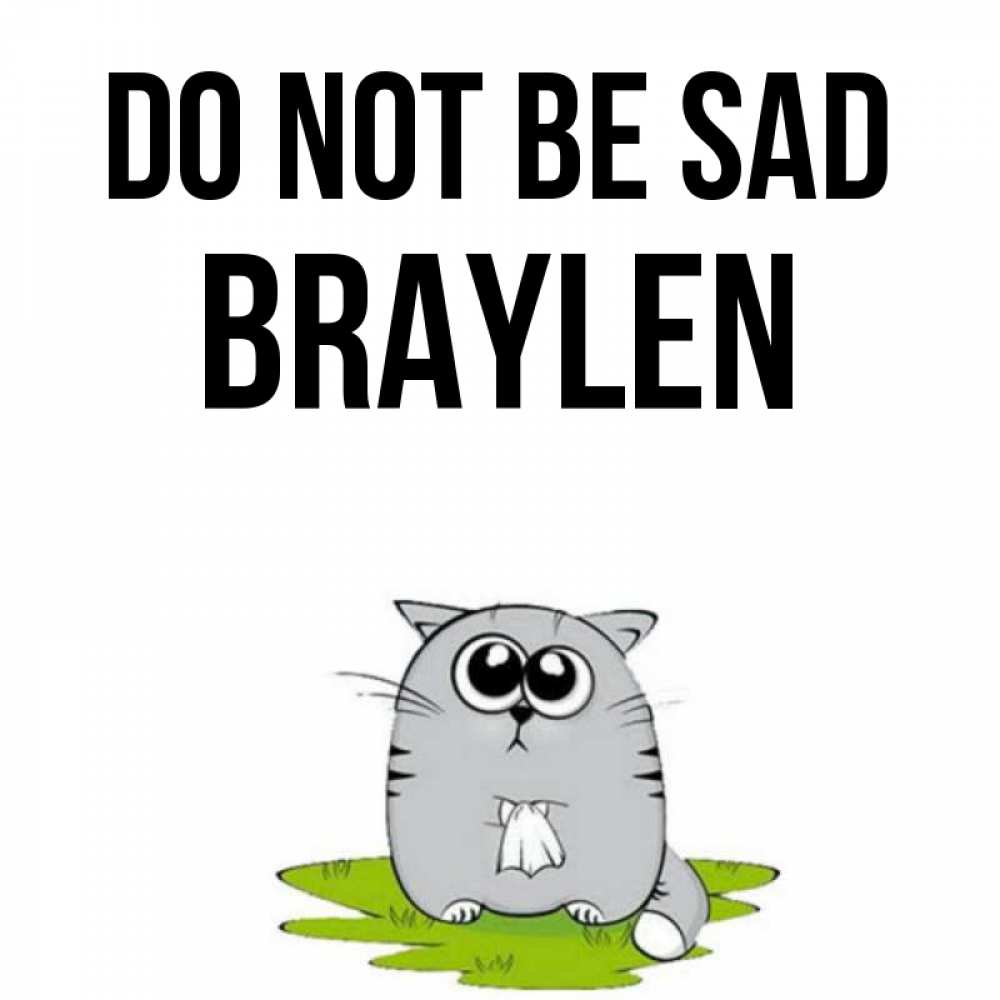 Greetings card с именем, Braylen Do not be sad грустный котяра Greetings with text for free download 