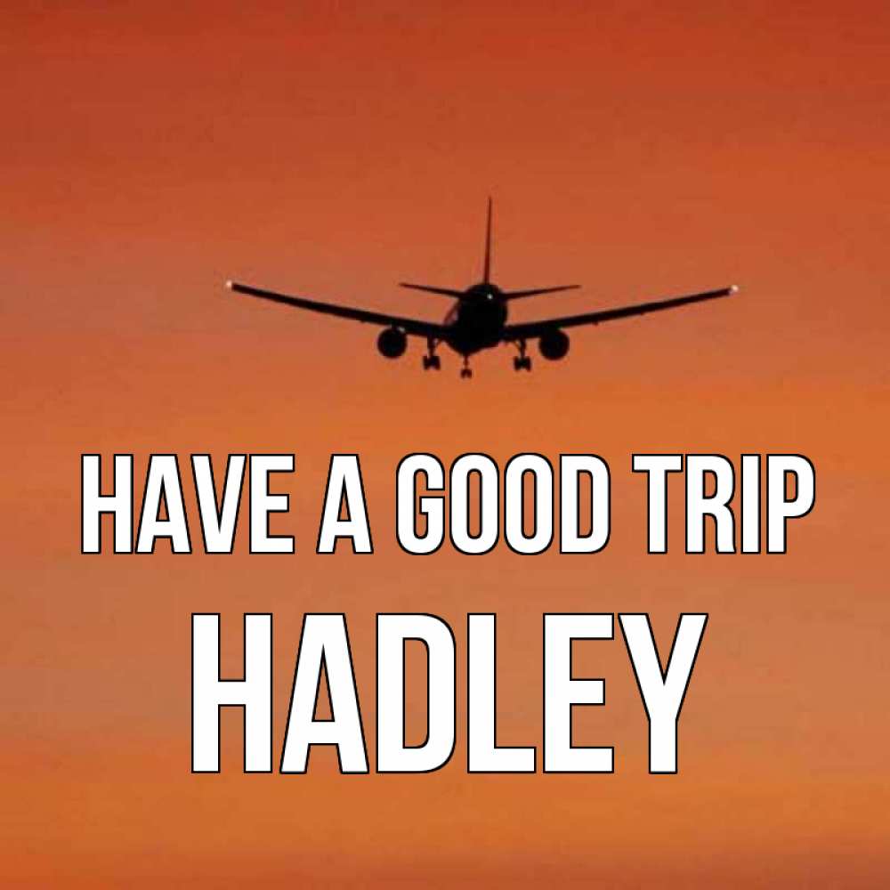 Greetings card с именем, Hadley Have a good trip силуэт самолета Greetings with text for free download 