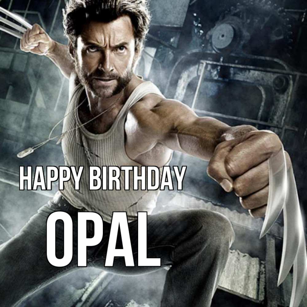 Greetings card с именем, Opal Happy Birthday супергерой в ярости Greetings with text for free download 