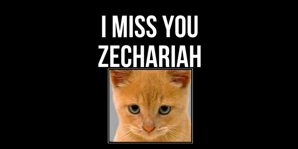 Greetings card с именем, Zechariah I miss you открытки рыжий котенок скучает по тебе Greetings with text for free download 