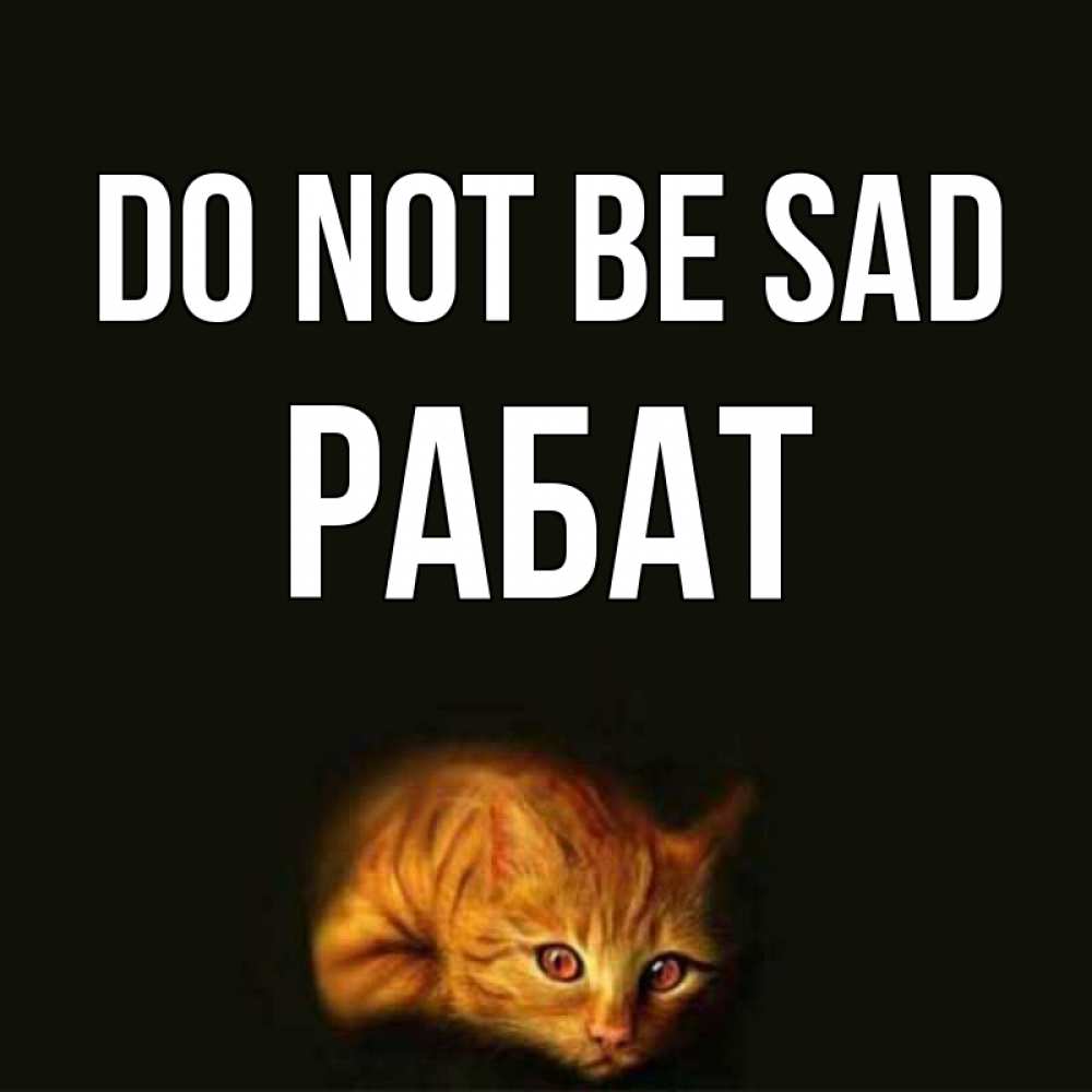 Greetings card с именем, РАБАТ Do not be sad лежащий кот в темноте Greetings with text for free download 