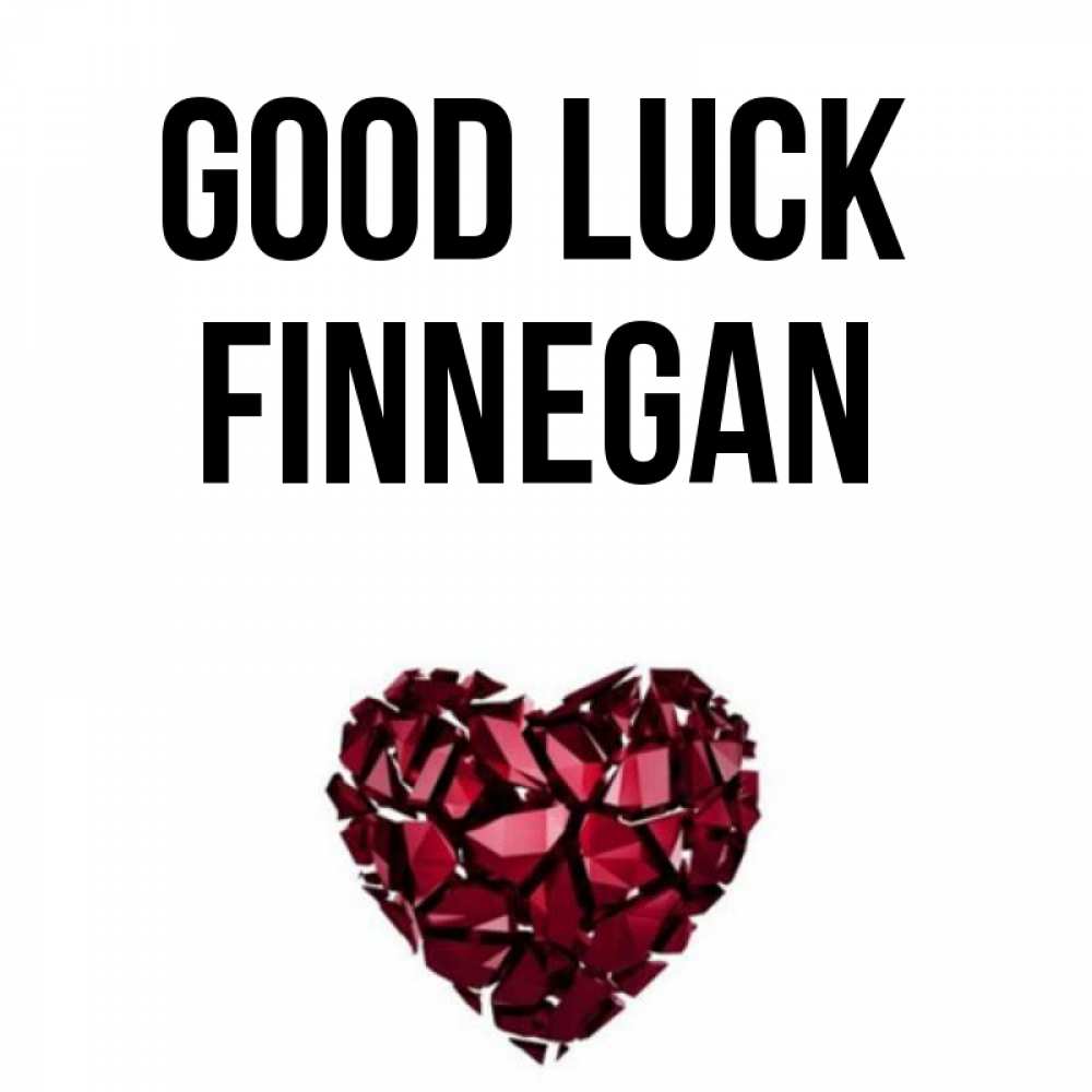 Greetings card с именем, Finnegan Good luck бордовое из кристаллов  1 Greetings with text for free download 