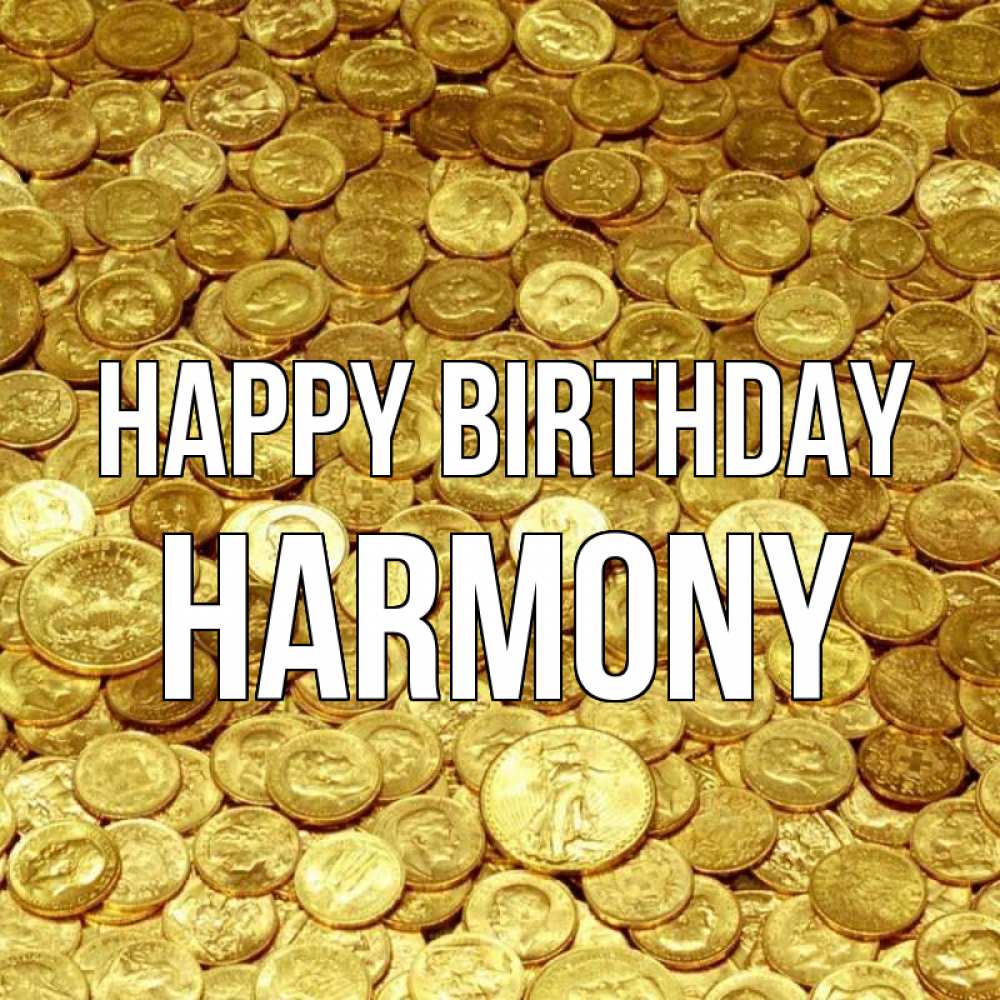 Greetings card с именем, Harmony Happy Birthday с пожеланием разбогатеть Greetings with text for free download 