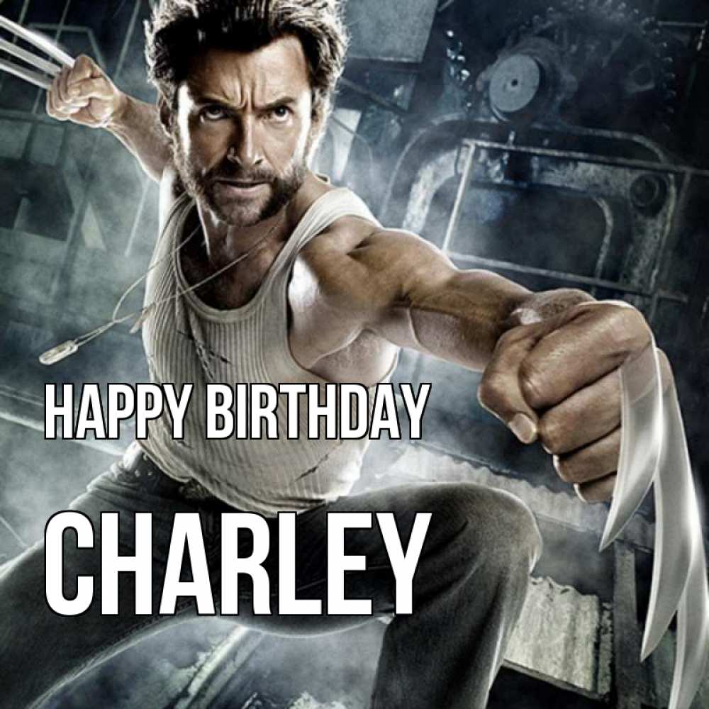 Greetings card с именем, Charley Happy Birthday супергерой в ярости Greetings with text for free download 