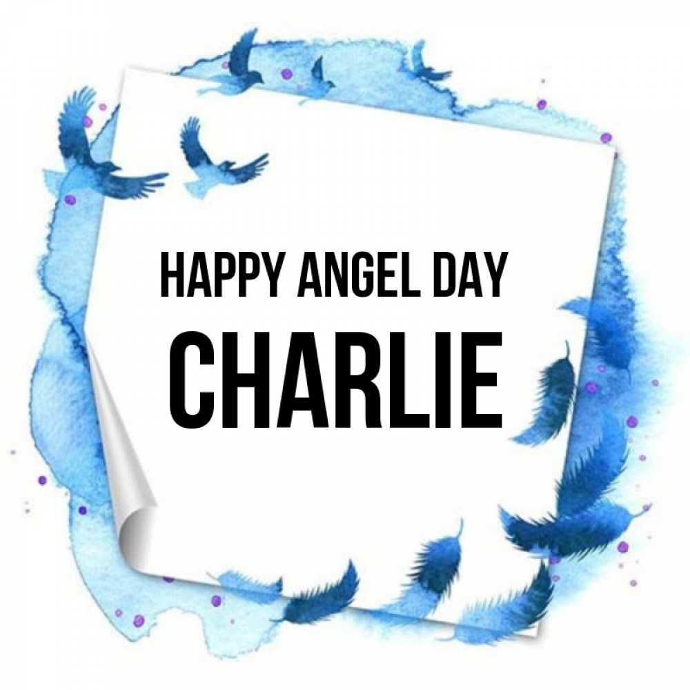 Greetings card с именем, Charlie happy angel day красивые птицы летят Greetings with text for free download 