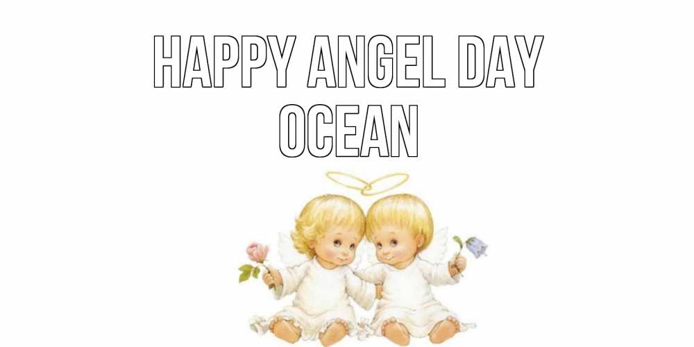Greetings card с именем, Ocean happy angel day Два ребенка ангела Greetings with text for free download 