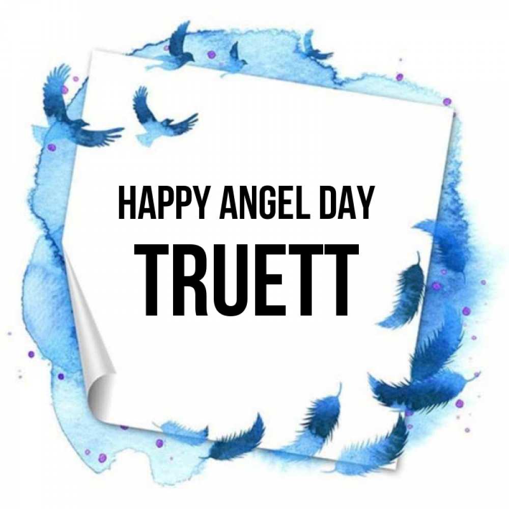 Greetings card с именем, Truett happy angel day красивые птицы летят Greetings with text for free download 