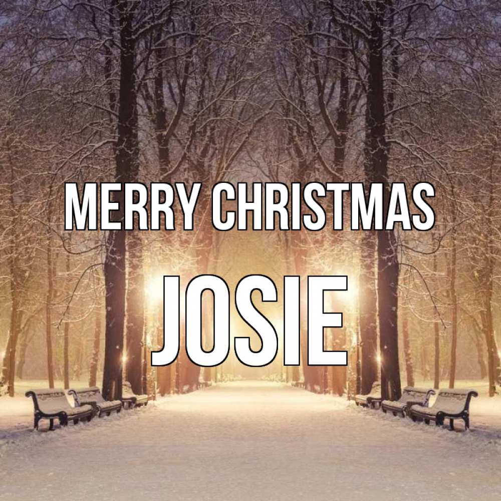 Greetings card с именем, Josie Merry Christmas зима, парк, фонарь, лес Greetings with text for free download 