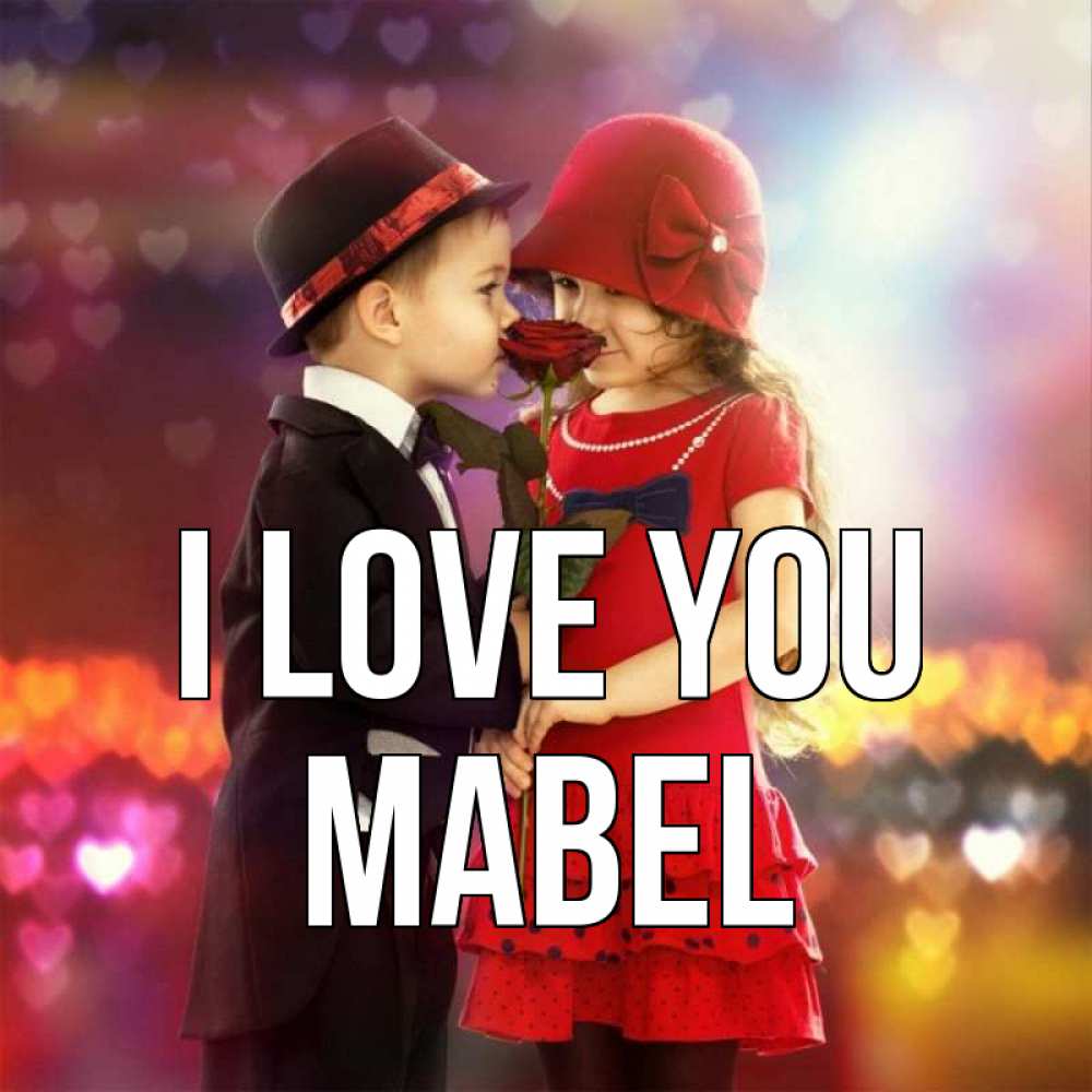 Greetings card с именем, Mabel I love you черное и красное и роза Greetings with text for free download 
