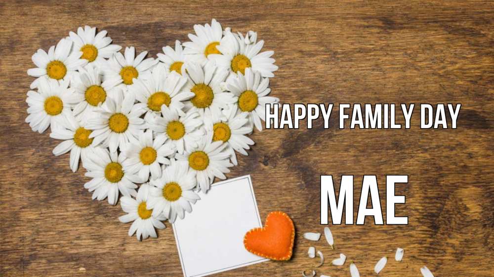 Greetings card с именем, Mae happy family day с днем семьи Greetings with text for free download 