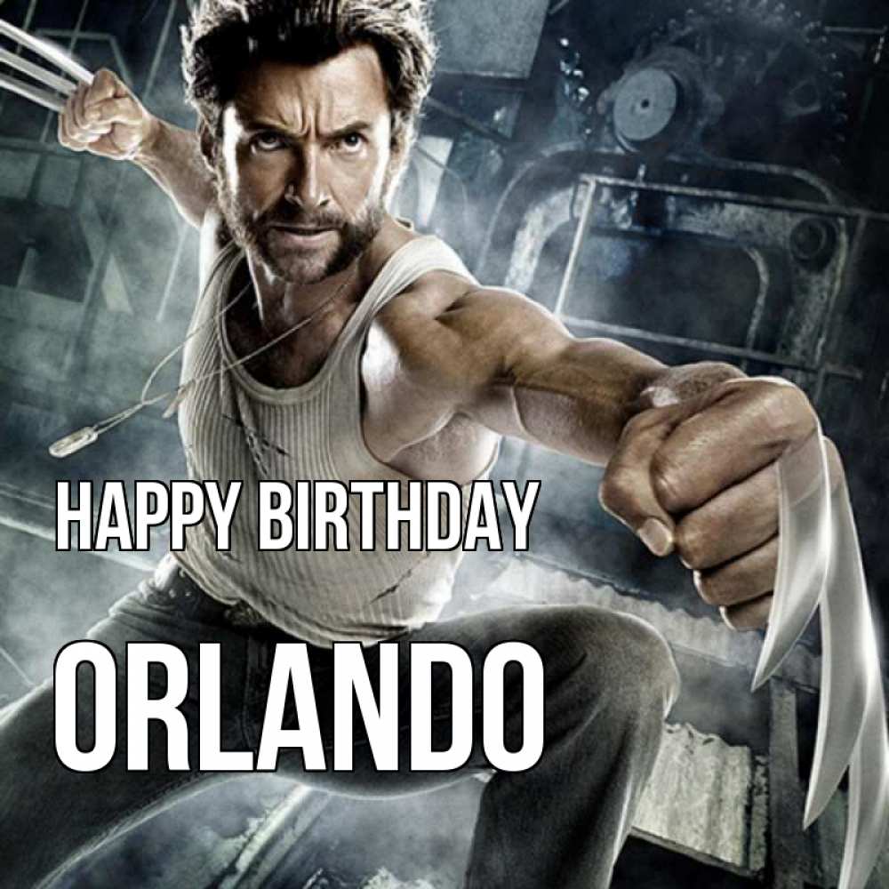Greetings card с именем, Orlando Happy Birthday супергерой в ярости Greetings with text for free download 