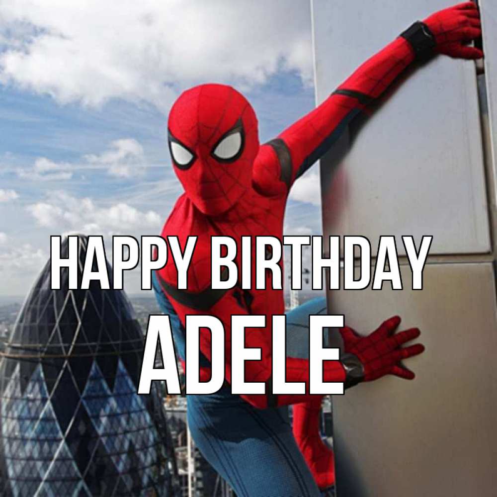 Greetings card с именем, Adele Happy Birthday Марвел Greetings with text for free download 